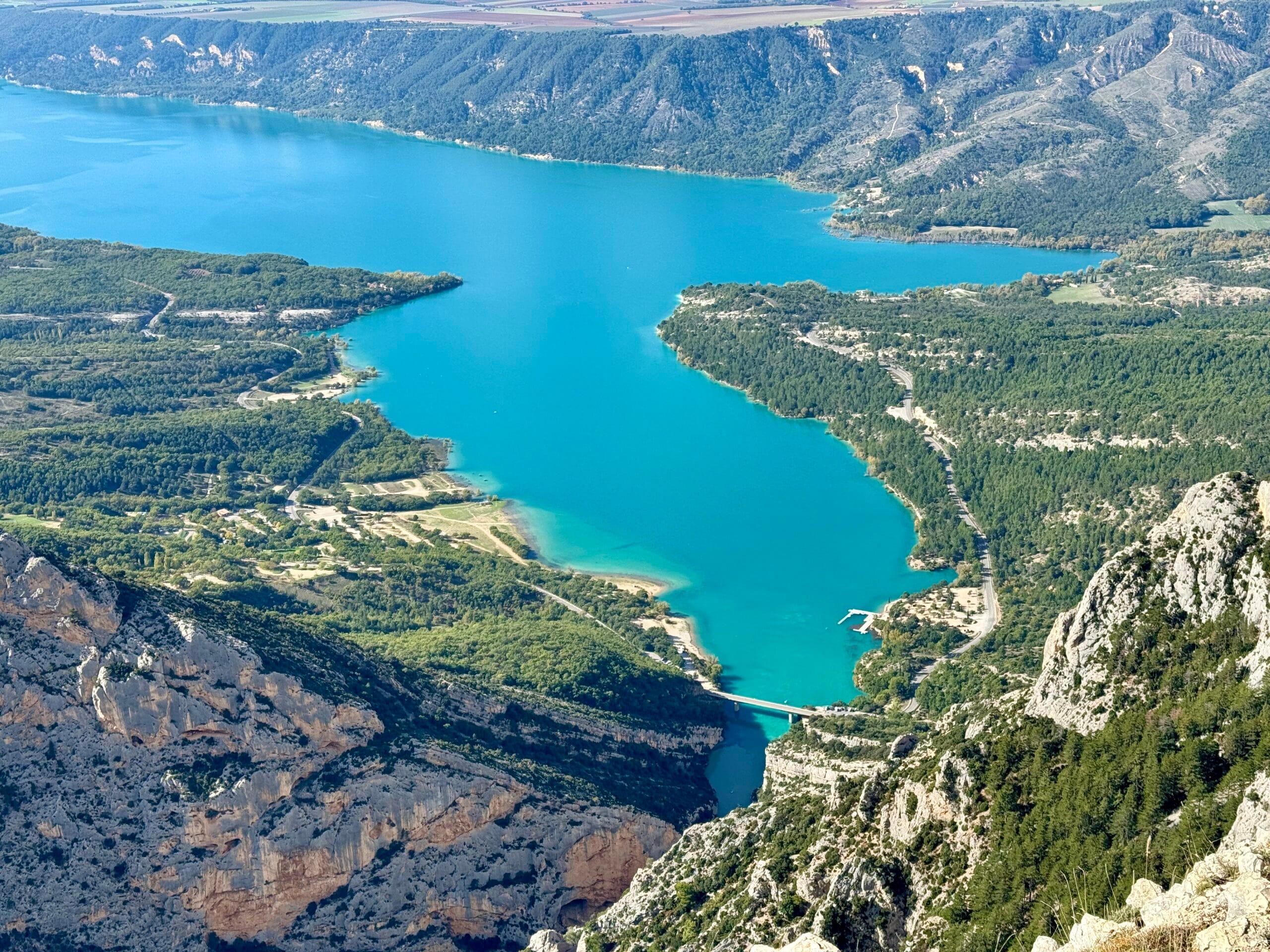 Overhead view of Sainte-Croix Lake and Galetas Bridge