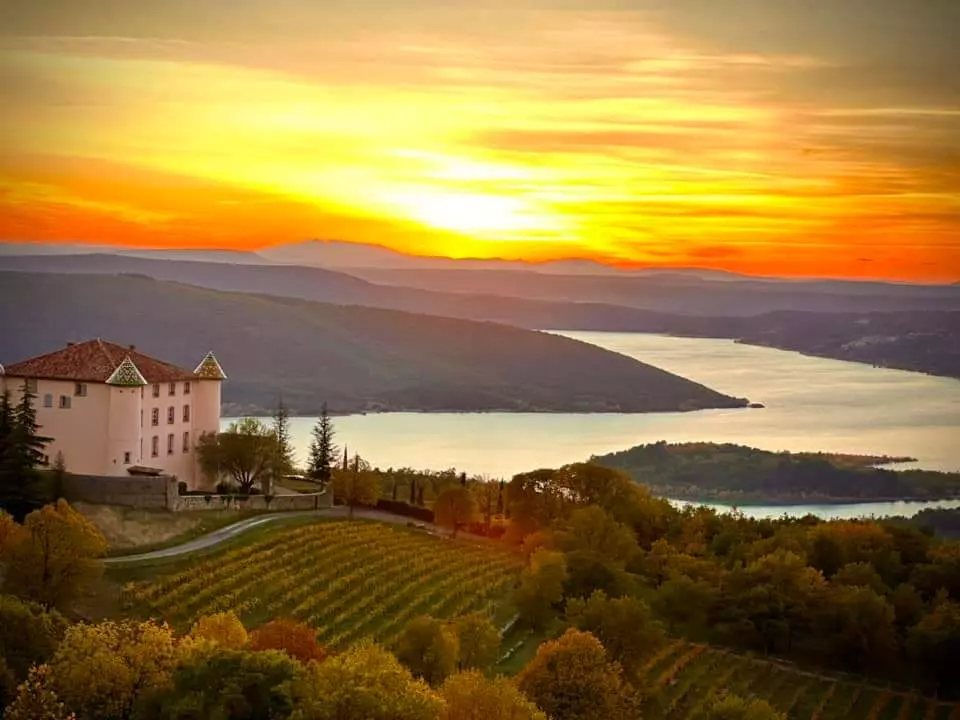 sunset over Aiguines Verdon
