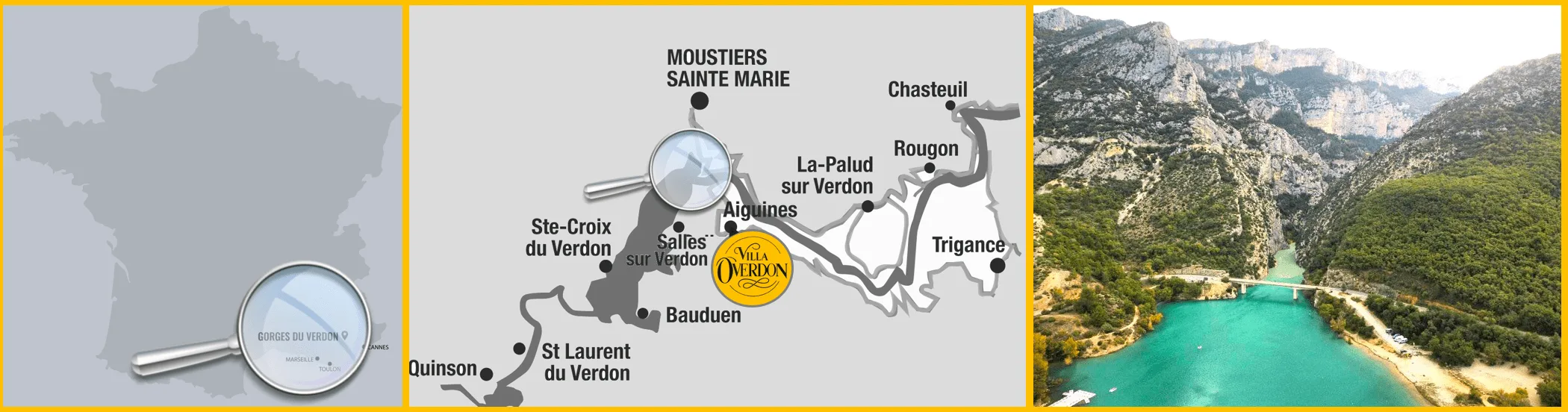 Carte des Gorges du Verdon avec Aiguines et lac Sainte-Croix